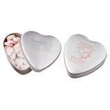 Herzbonbons in Blechdose Herz bedruckt Werbegeschenk