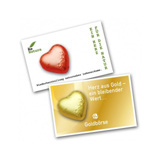 Schokoherz auf Karte bedruckt Werbegeschenk