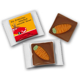 Schokoladentafel mit Möhre auf Karte bedruckt Werbegeschenk