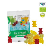 Vegane Bio-Bärchen in kompostierbarer Werbetüte bedruckt Werbegeschenk