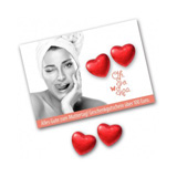Zwei Schokoherzen auf Karte bedruckt Werbegeschenk